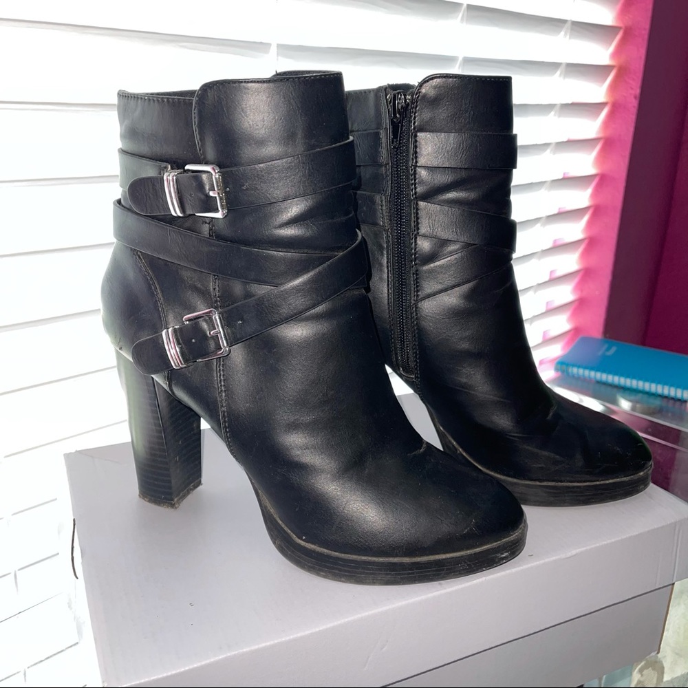 Forever 21 Black Booties with belt straps